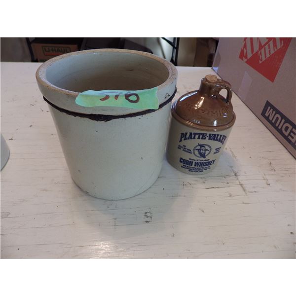stoneware crock and small finger jug