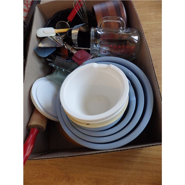 mixing bowls , rolling pin etc