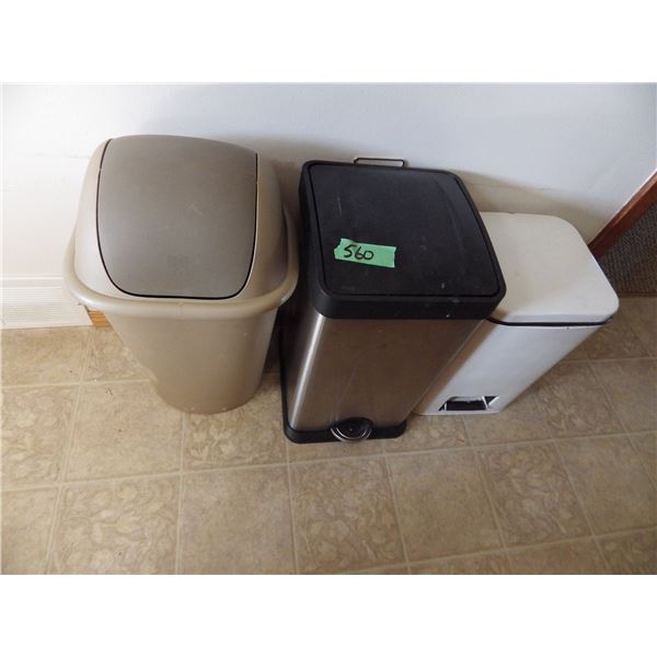 lot of 3 garbage cans
