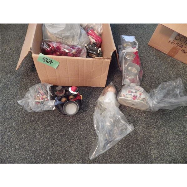 box of Christmas decorations