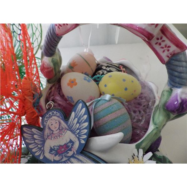 plastic container with easter style decorations