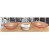 Image 2 : Two Pink Depression Glass Bowls and Porcelain Trinket Box with Floral Lid