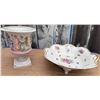 Image 1 : German Porcelain Compote Bowl RR and Neoclassical Urn with Blue Mark
