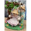 Image 2 : Figurine Trio: Clown on Base, Bunny Couple on Swing, White Embossed Ceramic Canister