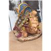 Image 5 : Decorative Mixed Lot: Carved Figure, Wood Dish with Brass Handle, Glass Jewelry Boxes