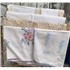 Image 2 : Vintage Embroidered and Crochet Trimmed Linen Doilies Assorted Designs