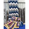Image 1 : Two Crocheted Blankets with Chevron and Granny Square Patterns