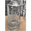 Image 2 : Glass Beer Stein, Silverplate Candleholder and Small Brass Oil Lamp Trio