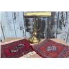 Image 1 : Brass Bankers Lamp With Two Small Decorative Textile Rugs