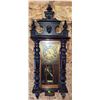 Image 1 : Carved Wood Wall Clock with Brass Face and Ornate Pediment