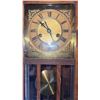 Image 6 : Carved Wood Wall Clock with Brass Face and Ornate Pediment