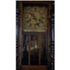 Image 7 : Carved Wood Wall Clock with Brass Face and Ornate Pediment