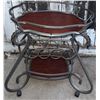 Image 1 : Metal and Wood Two-Level Bar Cart with Casters, Heart Motif and Wine Holders