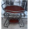 Image 2 : Metal and Wood Two-Level Bar Cart with Casters, Heart Motif and Wine Holders