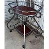 Image 4 : Metal and Wood Two-Level Bar Cart with Casters, Heart Motif and Wine Holders