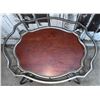 Image 5 : Metal and Wood Two-Level Bar Cart with Casters, Heart Motif and Wine Holders