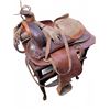 Image 1 : Tooled Leather Western Saddle with Suede Seat and Stirrups