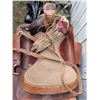 Image 3 : Tooled Leather Western Saddle with Suede Seat and Stirrups