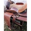 Image 4 : Tooled Leather Western Saddle with Suede Seat and Stirrups