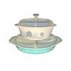 Image 1 : Pyrex Blue Snowflake Divided Casserole and Blue Cornflower Round Dish With Lids
