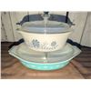 Image 2 : Pyrex Blue Snowflake Divided Casserole and Blue Cornflower Round Dish With Lids