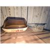 Image 2 : Pyrex England Autumn Harvest Casserole, Amber Lid & Clear Loaf Pan Bakeware Set