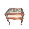 Image 1 : Glass Display Case Table with Hinged Lid and Wooden Frame, 2-Tier