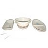 Image 1 : 4 Pyrex Dishes With Two Casseroles, Divided Dish, And Loaf Pan Assorted Patterns