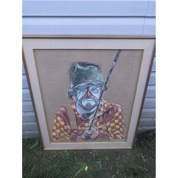 Paul Van Ginkel 1986 Framed Clown Portrait Signed Oil on Canvas 26" x 31"