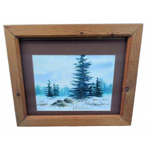 D. Johnsen 1989 Watercolour Landscape Painting Framed Under Glass