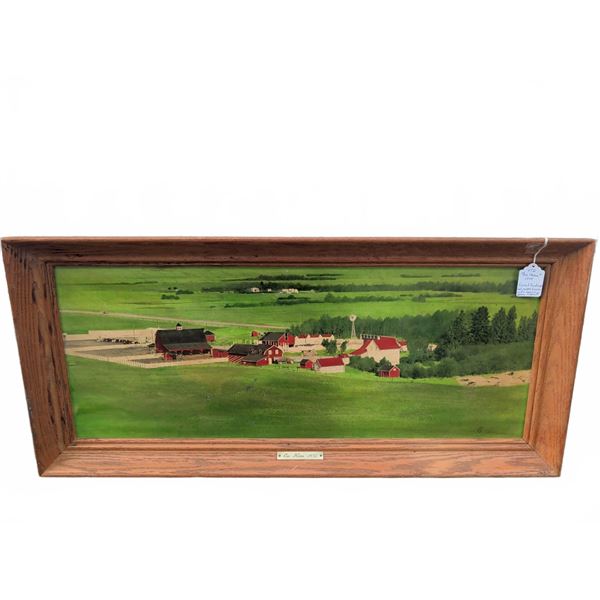 Framed Rural Landscape Painting Plaque Titled 'Our Home 1975'