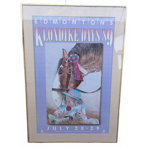 Framed Edmonton Klondike Days '89 Poster with Brass Tone Frame