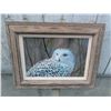 Image 1 : Snowy Owl Painting Signed J Thebert 1996 in Wood Frame