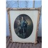 Image 5 : Framed Blue Boy Portrait Print and Oval Floral Needlepoint Art