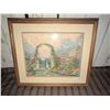 Image 2 : Framed Needlepoint Garden Scene with Arbor and House