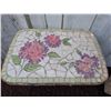 Image 2 : Mosaic Top Metal Table, Brass Pitcher, Woven Basket, and Embossed Metal Fan Group