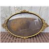 Image 2 : Antique Brass Oval Picture Frame w/ Ornate Ends & Concave Glass