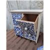 Image 4 : Decorative Ceramic Oil Jug, Blue Tile Drawer Chest, Two Egg Cups, White Vase