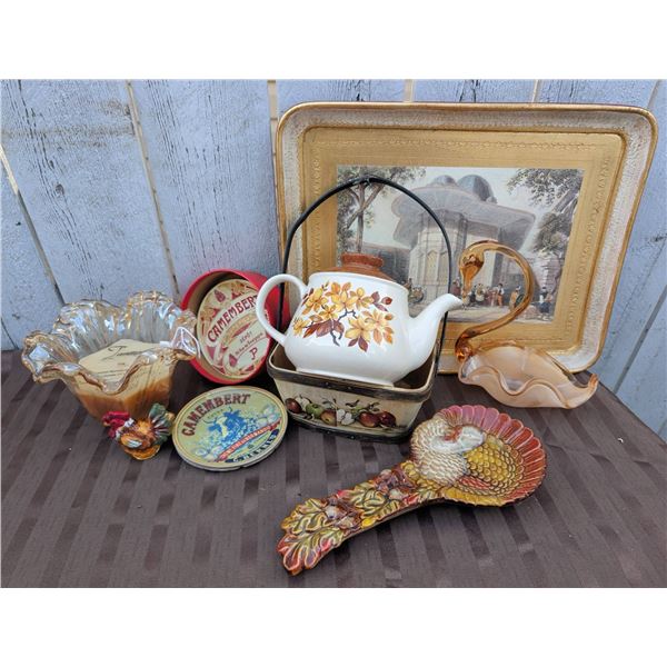 Murano Glass Sadler England Teapot Camembert Boxes Decorative Tray