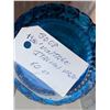 Image 3 : Blue Pressed Glass Decanter With Stopper and Pedestal Compote Bowl