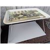 Image 7 : Royal Winton Saxon Plate, Three Glass Beer Steins, Wood Chest, Metal TV Tray Set