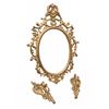 Image 7 : Burwood USA Ornate Gold-Tone Wall Mirror with Pair of Matching Candle Sconces