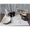 Image 2 : Tableware Lot: Marbled Mortar, Saxon Plate, China Tray, Japan Duck, Owl Napkin Rings
