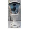 Image 3 : Porcelain Urn with Blue Scenic Motif and Gilt Accents and Blue Glass Bottle