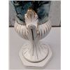 Image 7 : Porcelain Urn with Blue Scenic Motif and Gilt Accents and Blue Glass Bottle
