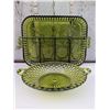 Image 3 : Green Glassware, Wood Sewing Box, Inspirational Tin and Alberta Painted Plate