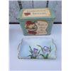 Image 7 : Green Glassware, Wood Sewing Box, Inspirational Tin and Alberta Painted Plate
