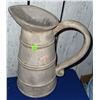 Image 5 : Decor Lot: Ceramic Ewer, Pink Vase with Dried Arrangement, Metal Pitcher, Amber Glass