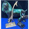 Image 1 : Three Decorative Figurines: Ceramic Dog, Ceramic Horse, and Metal Giraffe