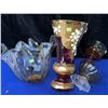 Image 2 : Art Glass Items Including White Crystal and Enamelled Vase